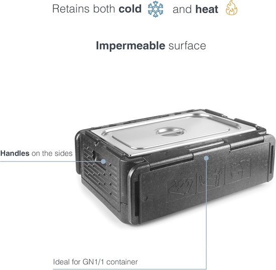 Thermobox EPP GN 1/1 - Houdt levensmiddelen koud of warm, waterdicht en opvouwbaar, 38,5 l, zwart — afbeelding 5