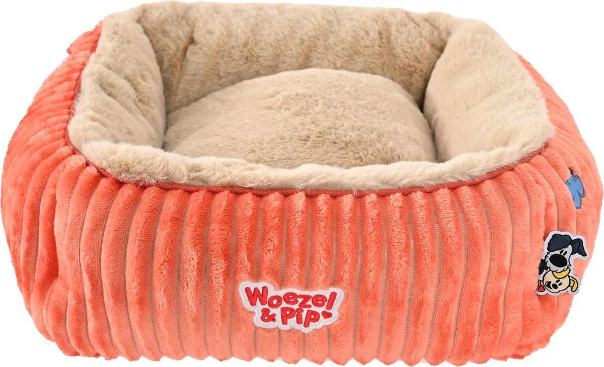 Woezel & Pip divan corduroy vierkant roze 40cm