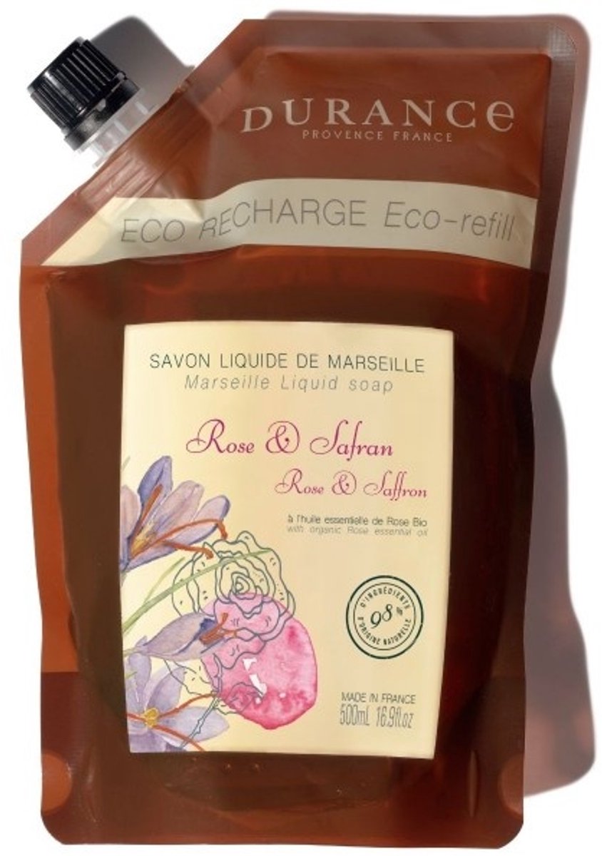 Durance - recharge savon liquide de Marseille - Rose & Safraan 500ml