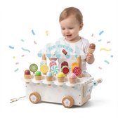 Icecream - Speelgoed Car - Montessori Speelgoed - Keuken Accessoires - Educatief speelgoed 1 jaar - Educatief speelgoed 3 jaar - Houten speelgoed - Ijskraam - Ijskar - 36+ maanden - Sensorisch speelgoed 3 jaar - Educatief Speelgoed