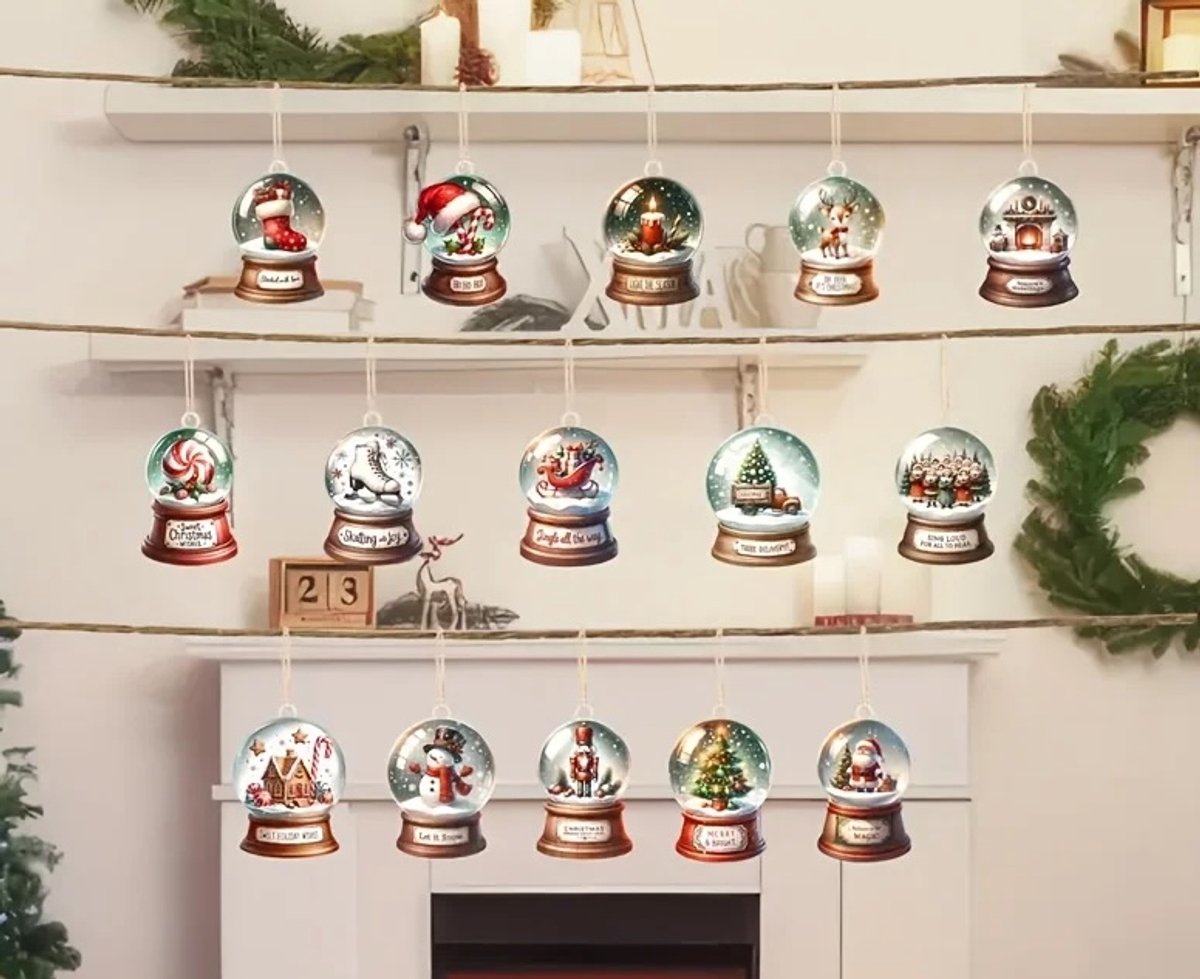 Without Lemon - Set van 15 - Kerstbol Ornament - Kerst Hangers - Kerst Versieringen - Kerstboom Versiering - 2D/Plat - Hout
