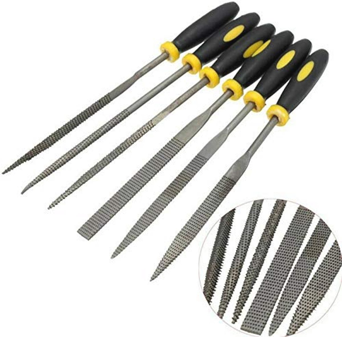 Mini Naaldvijl Set - 6 Stuks voor Houtsnijwerk en Precisiewerk