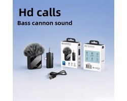 3-in-1 Draadloze Microfoon – USB-C, Lightning & 3,5 mm Connector – Noise Cancelling – Hands-free Interview / Vloggen / Presenteren
