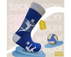 VOLLEYBALL - VOLLEYBAL - 2 Pack - Grappige Sokken voor Mannen & Vrouwen - SMALL SHOE (36-40) Socks - Humorvolle Huissokken - Geschenk voor Heren, Dames, Vader, Moeder, Vriendin, Zus, Oma - Cadeau SOCKY WOCKY