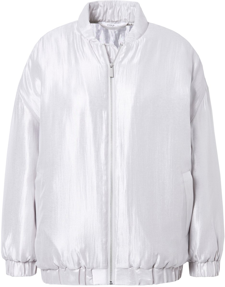 Studio Untold - Dames - Blouson oversized glanzende stof - Zilver - Maat 50+