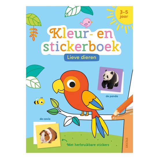 kleur- en stickerboek Lieve dieren 3-5 jaar - cover