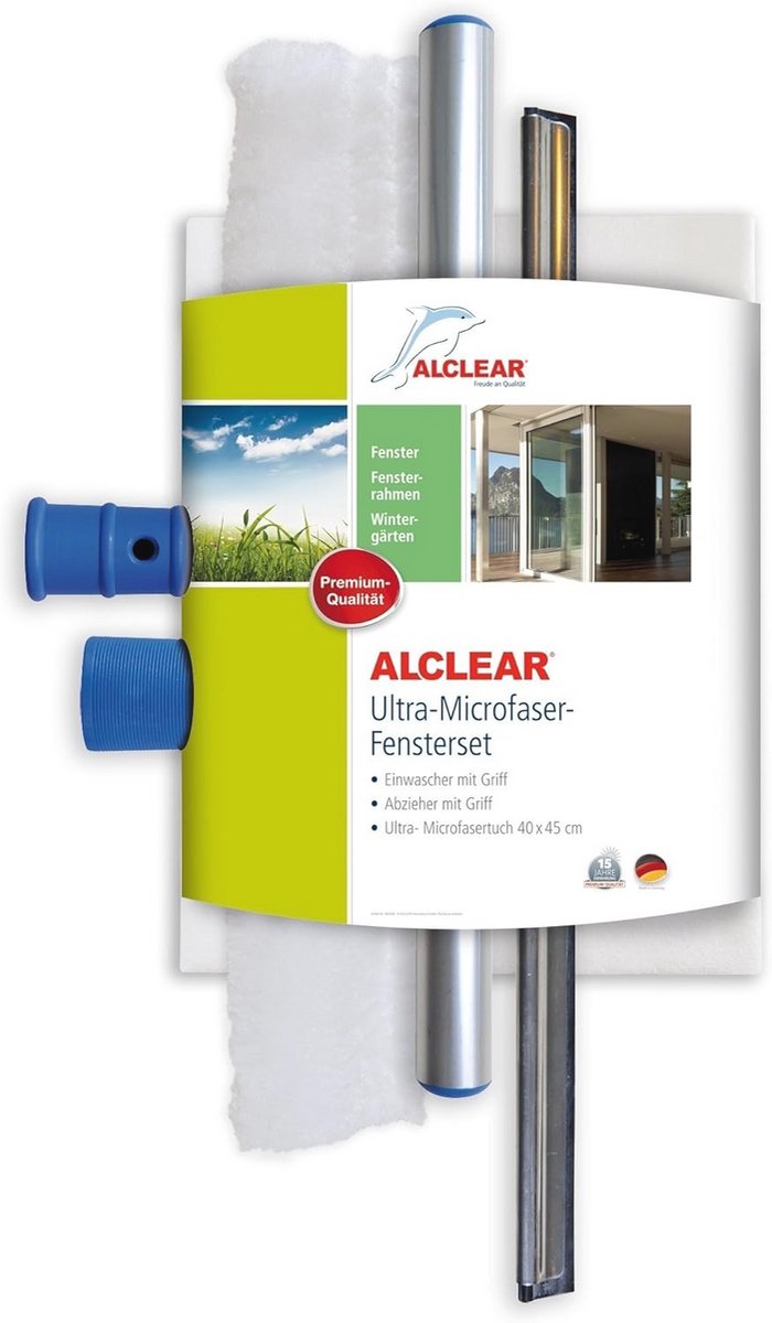 Glazenwassersset 3-delig met microvezel en rubberen raamtrekker voor perfecte venst Clean