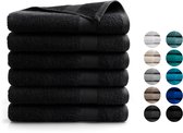 DoubleDry XL Handdoeken 70 x 140 - ensemble de 6 - Hotel qualité 500 g/m2 - 6x Zwart