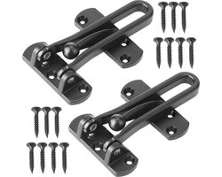 Deurversterkingsslot Swing Bar Lock voor huisbeveiliging - Zwart (2 stuks)