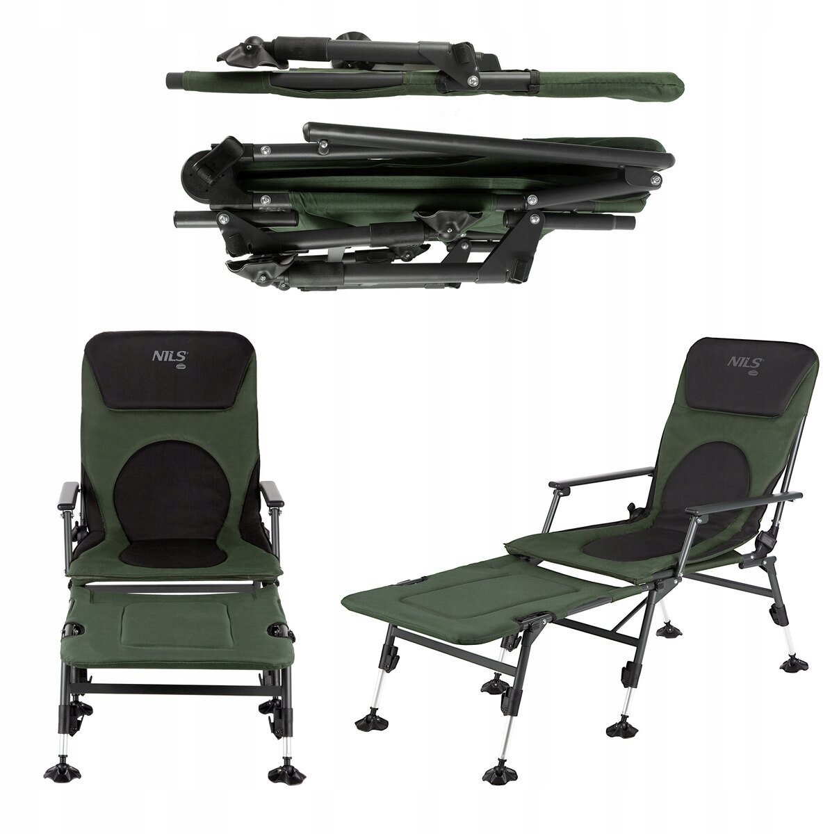 Nils Camp Kampeerstoel met Voetensteun NC1802 Groen - Comfortabel & Robuust