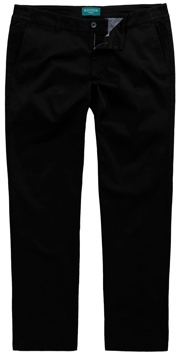 Boston Park - Heren - Chino Buik-Fit band elastisch aan de zijkant - Zwart - Maat 26