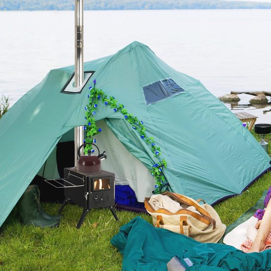 Tent Houtkachel,Draagbare Camping Tentkachel met Schoorsteenpijp en Schoonmaakgereedschap,Roestvrijstalen Houtkachel voor Camping Tenten Grill Winterverwarmer,AStyle-S