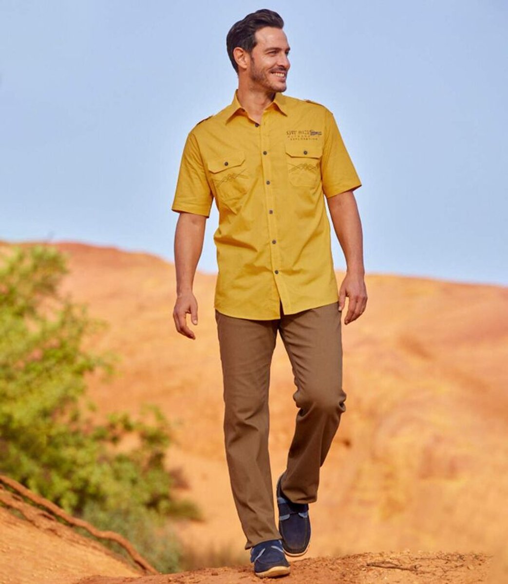 ATLAS FOR MEN - Popeline overhemd Pilote Explorer - Heren - Verkrijgbaar in grote maten - M