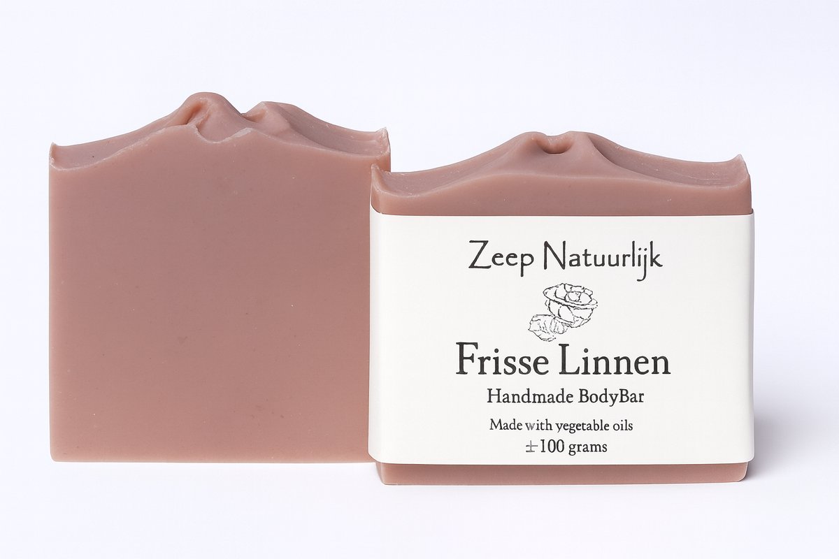Frisse Linnen – Handgemaakte Natuurlijke Bodybar Zeep voor Lichaam | Vegan | Plasticvrij | Met Olijfolie
