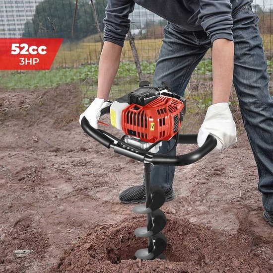 Benzine Grondvijzel Boormachine 52CC 3HP 2-takt met 3 Boren en Veiligheidsuitrusting — afbeelding 2