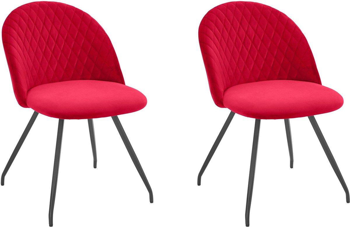 Emma-Eetkamerstoel - 2 Pack - Rood Fluweel