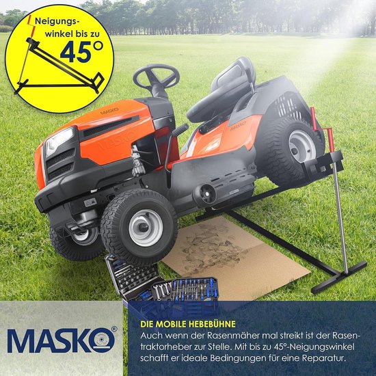 Zitmaaierkrik 400kg - Universeel Grasmaaier Lift met 45° Verstelbare Kanteling - Compacte Reinigingshulp voor Grasmaaiers — afbeelding 4