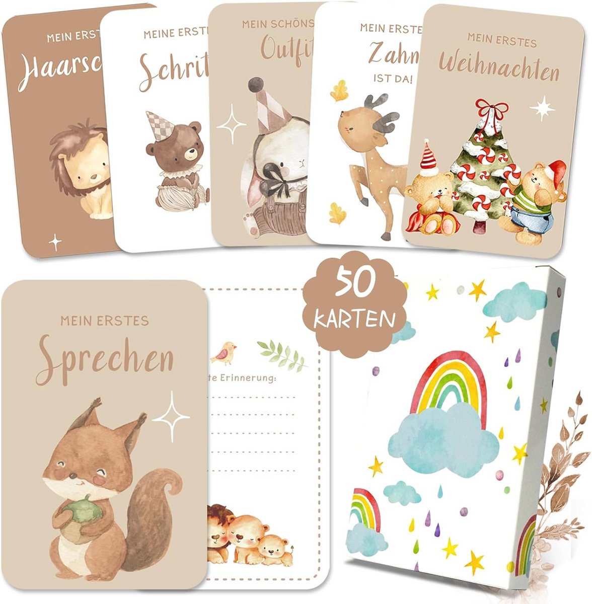 Milestone Kaarten voor Baby's - 50 Maandelijkse Foto Kaarten 1-12 maanden