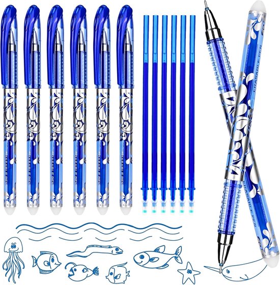 6 Stuks Gelpen – Transparant Ontwerp, 0.5 Mm, Zwart En Blauw – Soepel Schrijven, Comfortabele Grip – Ideaal Voor School En Kantoor