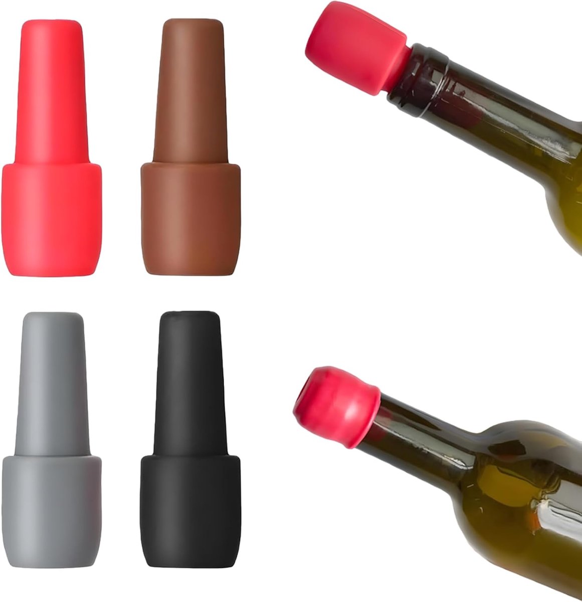 Silicone bottle stopper - 4 pack - herbruikbare flesdeksel voor wijn - champagne - bier