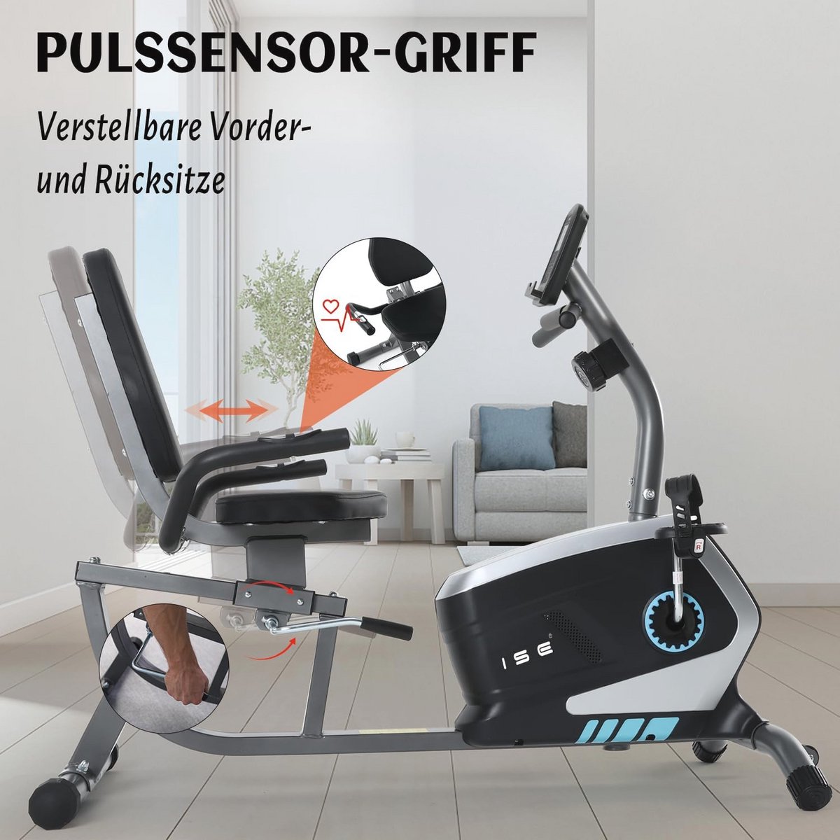 Ergometer Hometrainer met Magneetremsysteem en 8 - afbeelding 3
