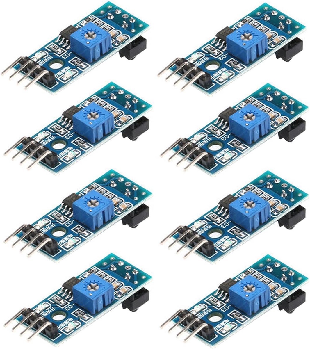 Set van 8 Infrarood Reflector Sensor Modules - Digitale Lichtintensiteit Sensor met Zesdradige Interface DC 3.3V-5V
