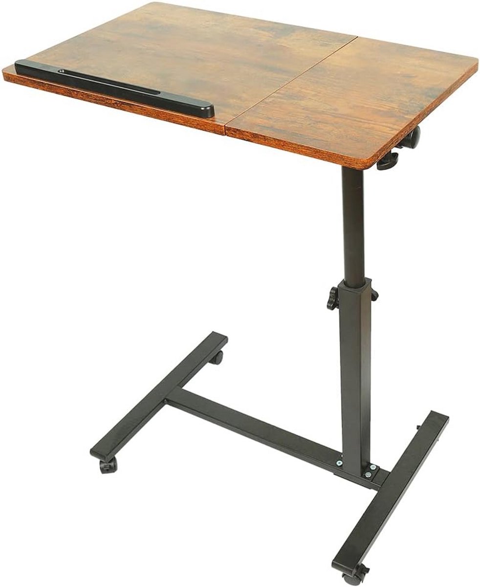 Verstelbaar Mobiel Computerbureau met Wielen voor Laptop - Praktische Tafel voor Thuis en Kantoor