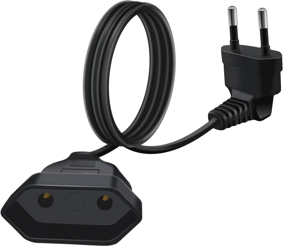 Verlengkabel Eurostekker 2,5A 250V 625W Plat 90 Graden Korte Kabel voor Huishoudelijke Apparaten