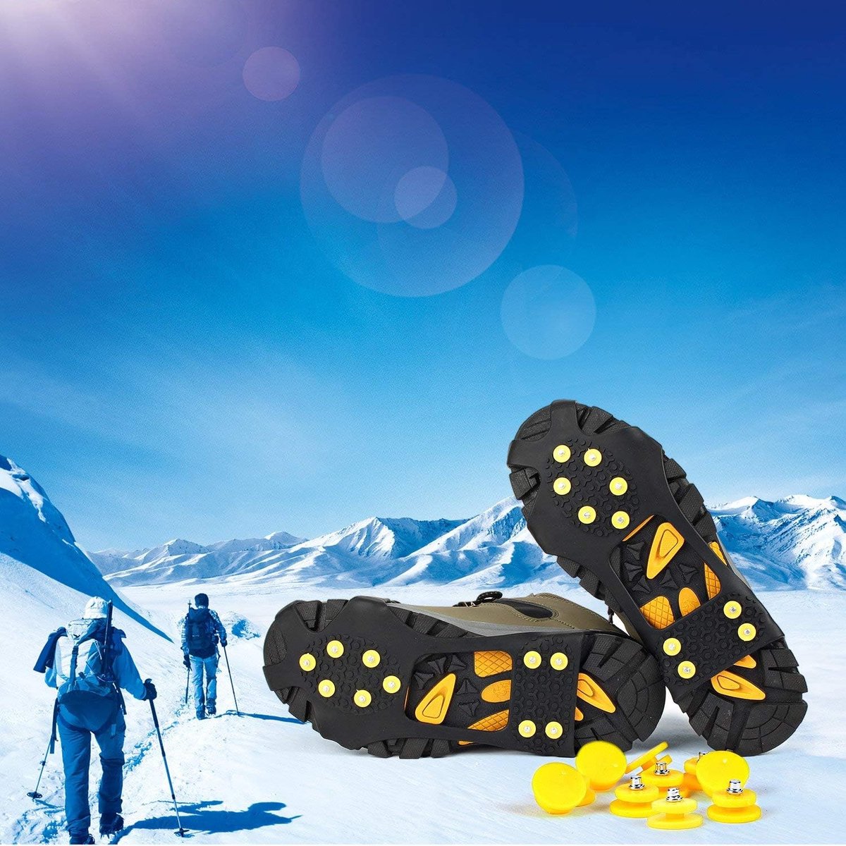 Candala Snow grips over schoenen/laars 10 noppen Ice Traction Universal Slip on Stretch Fit Snow and Ice Snow Cleats Stijgijzers Ice Spikes Snow Grips voor Winter