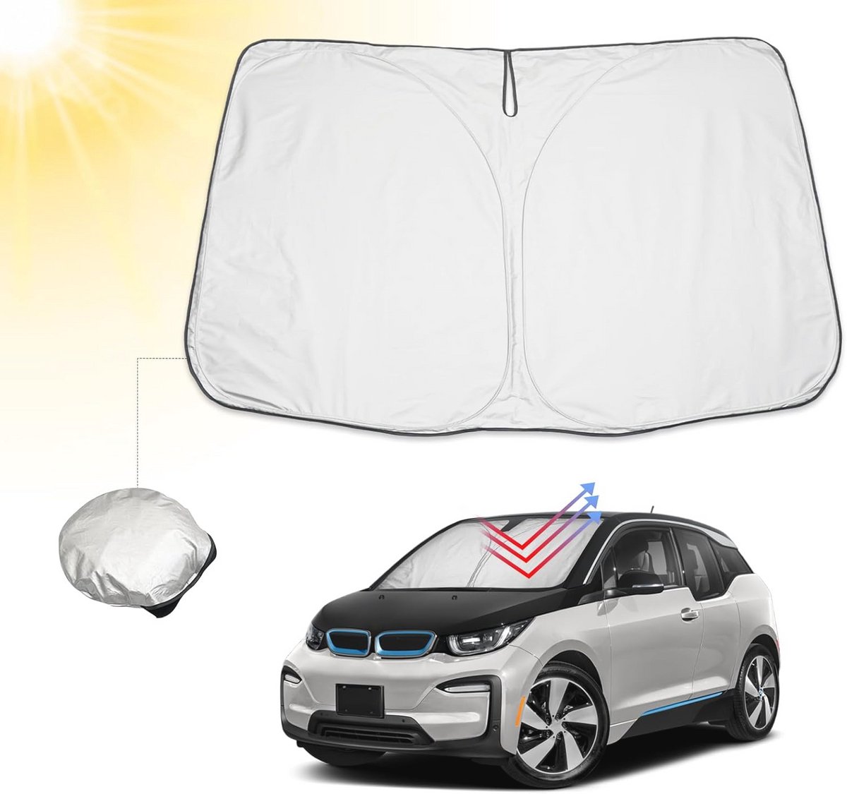 Voorruitafdekking voor BMW i3 2014-2024 - Opvouwbare Zonwering Tegen UV-Stralen