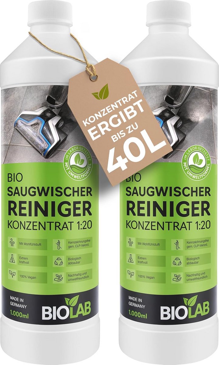 Professionele Vloerreiniger Concentraat voor Dweil- en Stofzuigers - 2 x 1000 ml