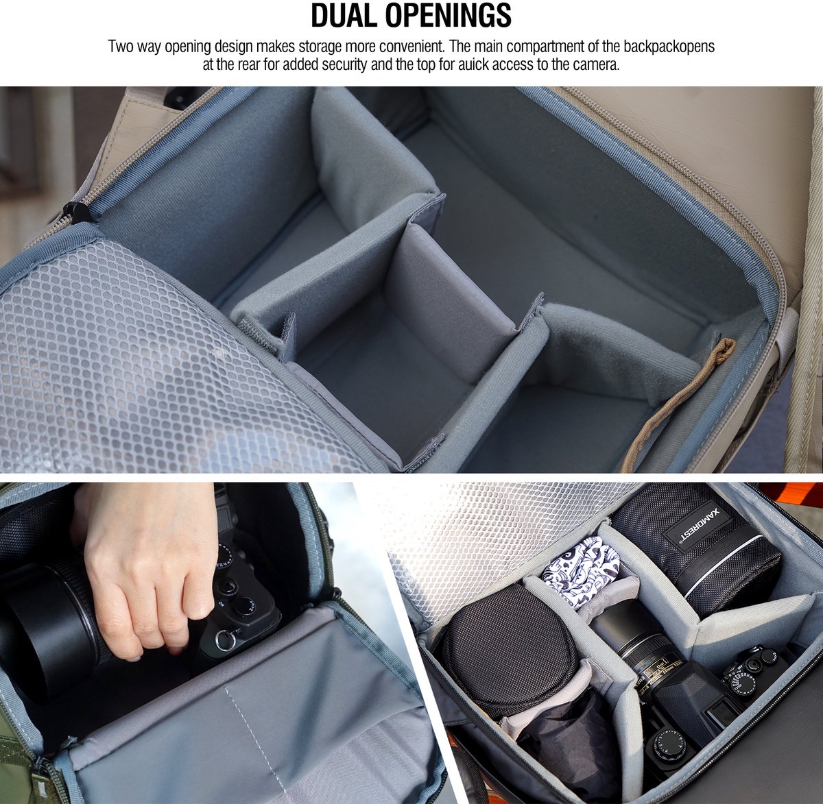 Auerberg Pro C18 Xamorest rugtas rugzak cameratas fototas voor Canon Nikon Olympus Fuji Pentax Sony foto camera video 18L thumbnail 6