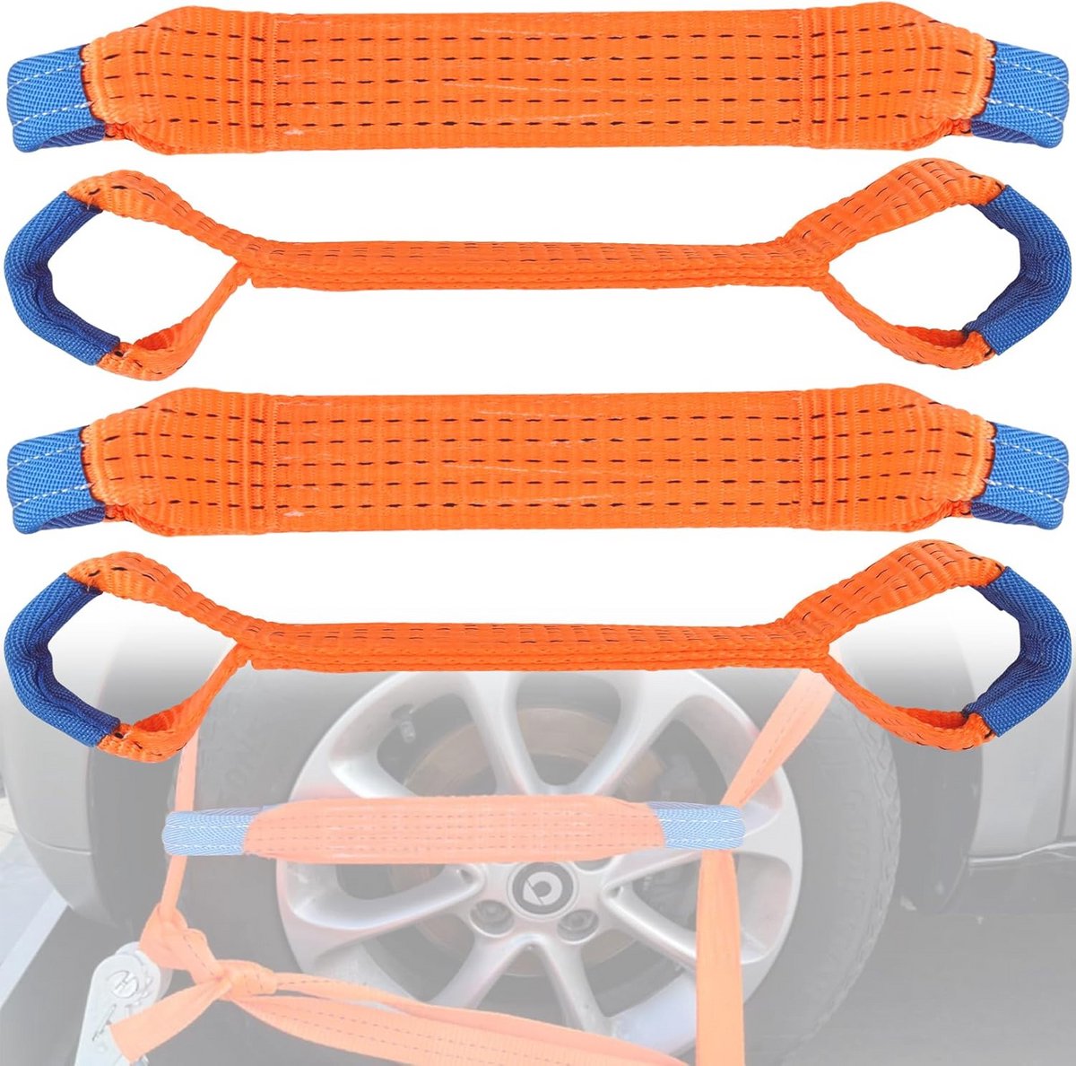 Wielbeveiligingsbanden - Voor Autotransport & Aanhanger - 50 mm breed - Oranje - 4 stuks