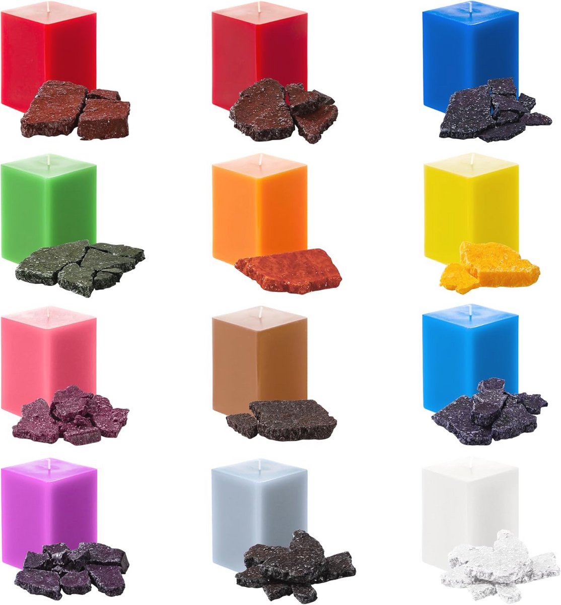 DIY Kaarsverf - 12 Kleuren Kaarswas voor Sojawas, Bijenwas en Palmwas - 5 g per Kleur
