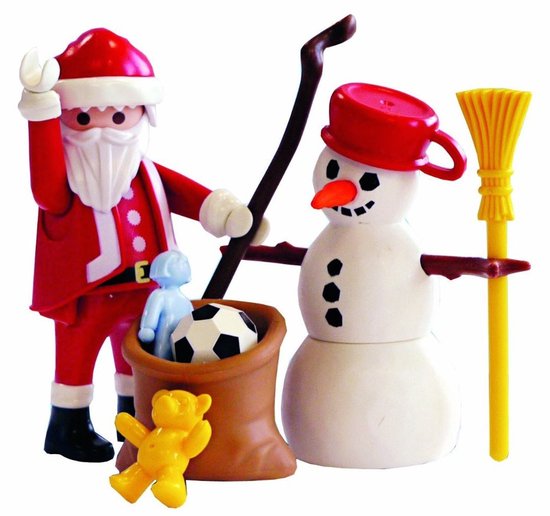 Kerstman met sneeuwman/Père Noël et bonhomme de neige