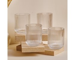 Bavary - drinkglazen set - ribbelglas - 250 ml - transparant - set van 6