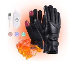 Handschoenen - Verwarmde handschoenen - Warme leren handschoenen - 26*12*5cm -Oplaadbaar via USB - Touchscreen verwarmde handschoenen - Powerbank niet inbegrepen - Drie temperatuurinstellingen - Touchscreen-ondersteuning - Zwart - Uniforme maat