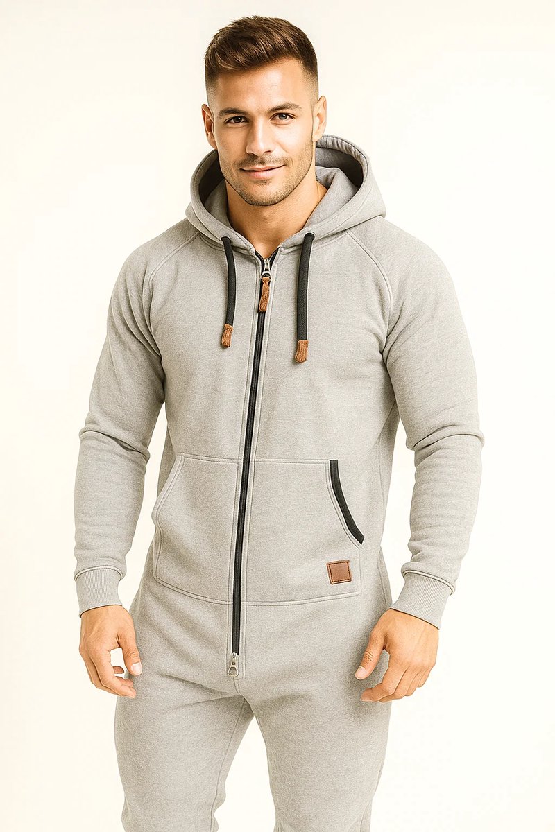 Grijze Onesie - Huispak - Onesie mannen - Onesie Vrouwen - Maat M