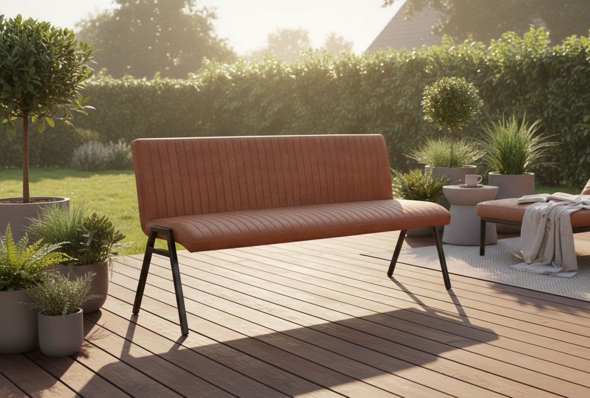Eetkamerbank LuxeComfort Matz – 175 cm – Microvezel – Industrieel Design – Zwart Frame – Verticaal Gestikt – Extra Stevig V-Frame – Perfect Zitcomfort – Altameubel