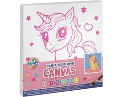 Unicorn Canvas Verfset Kinderen – Glitter Lijntekening – Creatief Knutselen Kinderen – Speelgoed 3 jaar / 4 jaar