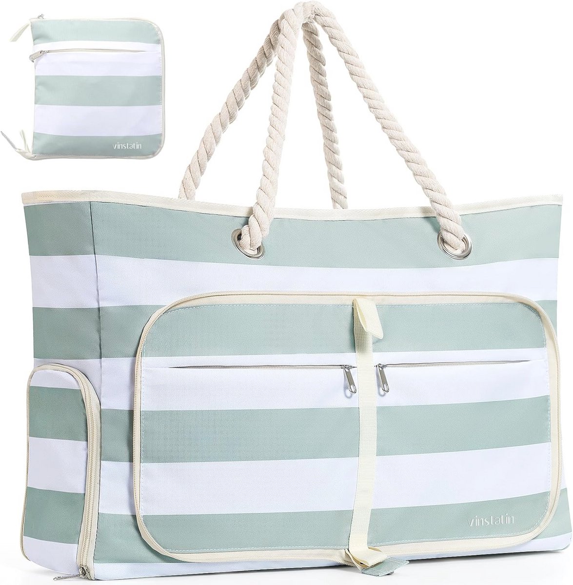 Grote strandtas voor dames - Waterdichte shopper met rits - XX-Large