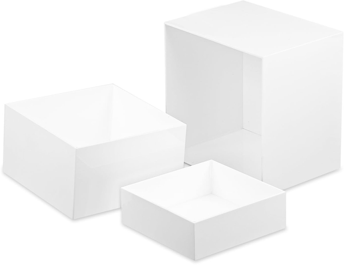 3 stuks buffetverhogers 15,2 x 17,8 x 20,3 cm wit acryl voedselverhogers cupcakestandaard voedseldisplaystandaards voor buffettafelfeestdessert, houd netjes en elegant