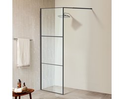 Douchewand 80 x 200 cm - Zwart – Inloopdouche 5 mm Veiligheidsglas