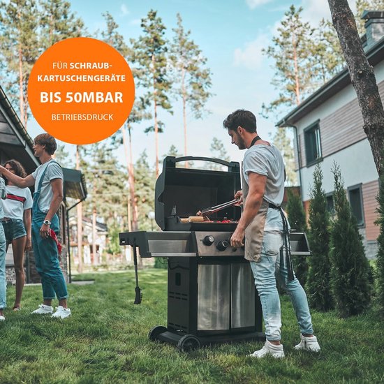 Adapterslang met gasregelaar voor standaard gasflessen - EN417 schroefpatroonaansluiting met polyzak — afbeelding 2