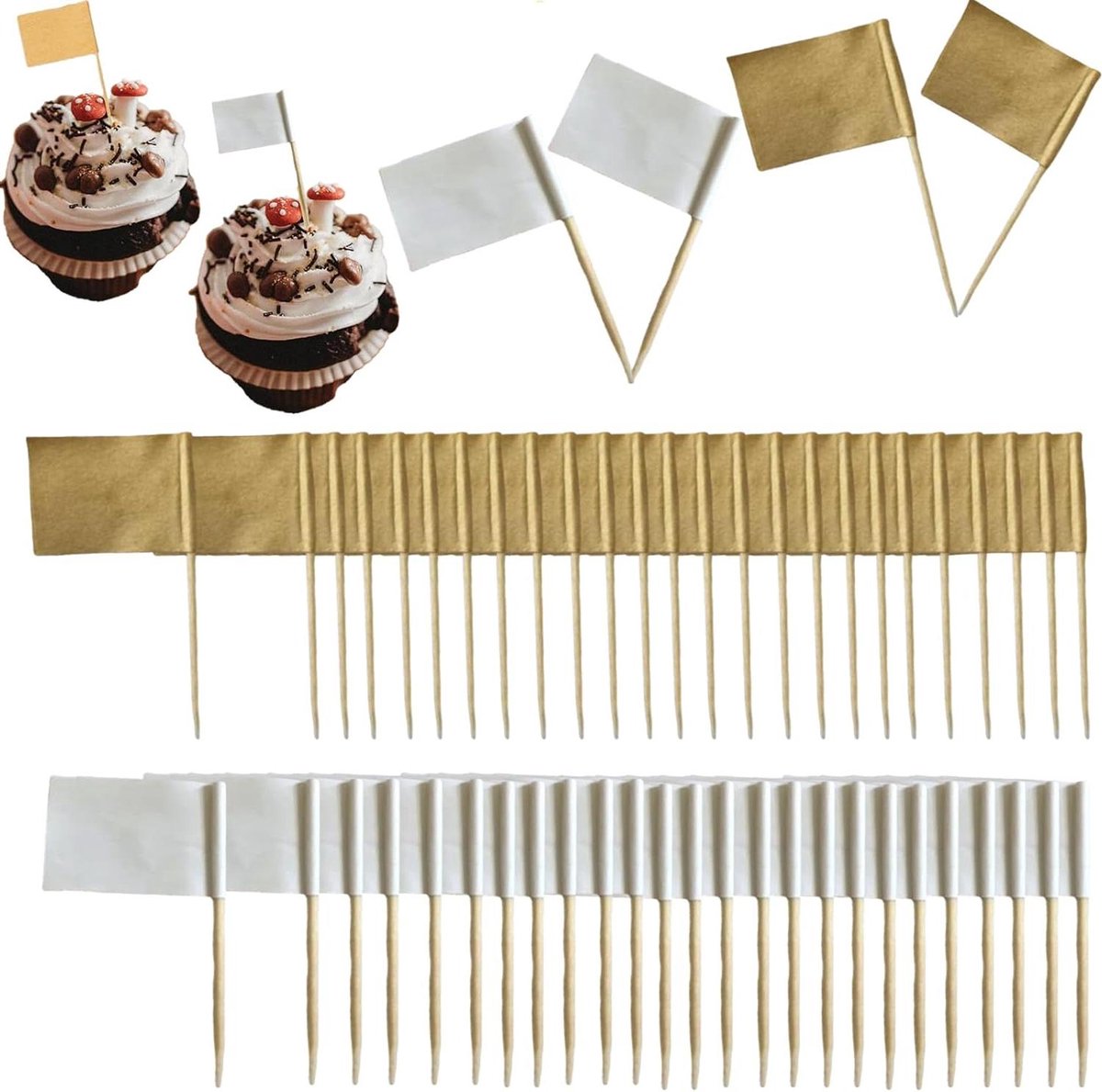 E-Ambar - Set van 120 tandenstokers voor cupcakes, cocktails en fruitdecoratie