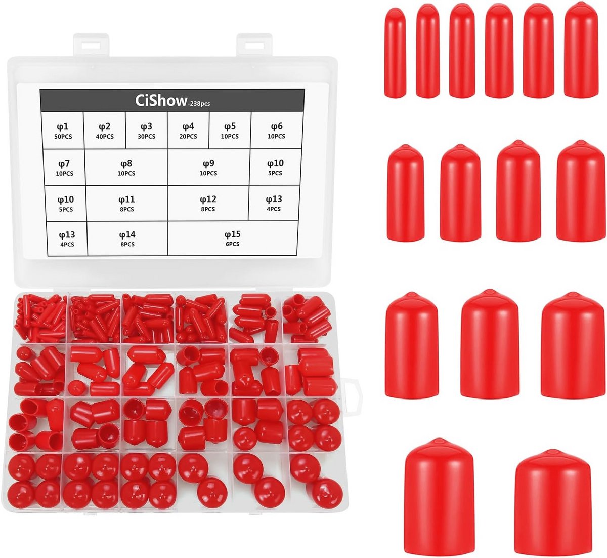 Ronde Eindkappen van Rubber PVC - 15 Maten Herbruikbare Beschermende Doppen voor Pijp, Schroef, en Stoelpootbescherming