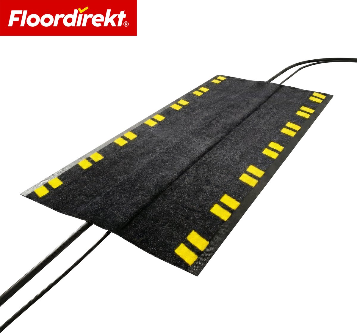 Floordirekt Kabelbeschermingsmat Sonira - 120 × 40 cm - Zwart - Antislip kabelbrug met Kabelgoot & Waarschuwingsranden - Voor Binnen- en Buitengebruik