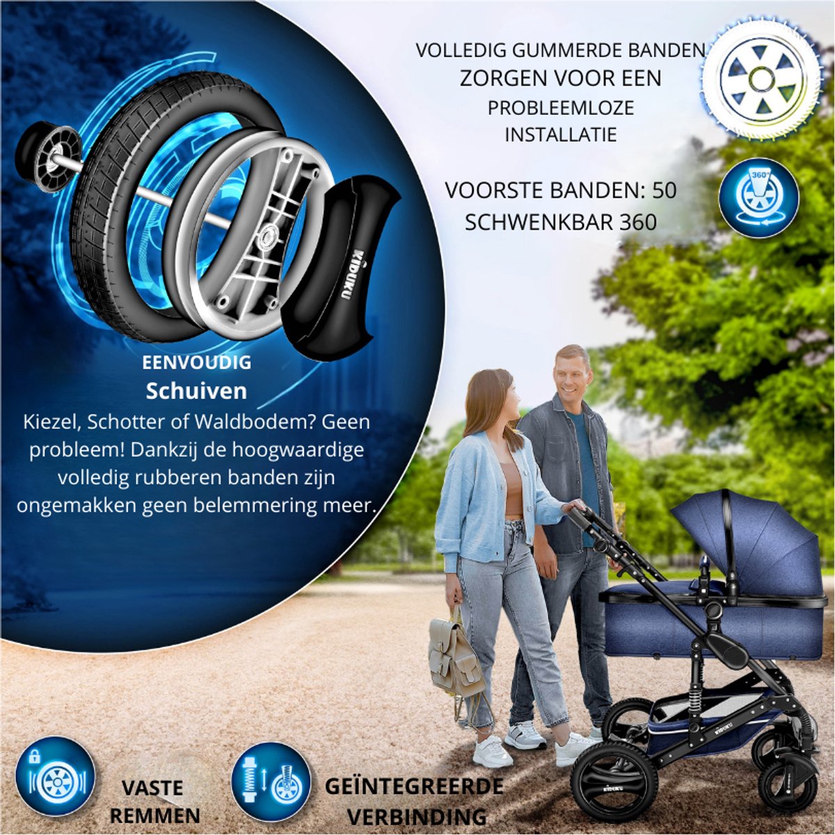 Buggy-Kinderwagen 3 in 1-kinderwagens Complete Set -One -Click Opvouwbare Kinderwagen-Kinderwagen Set voor Baby's Pasgeborenen XXL Set-(Grijs / Zilver). – foto 8