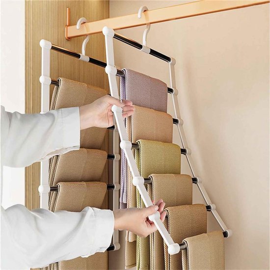 XULIERUX Set van 2 opvouwbare broekhangers, ruimtebesparende broekhanger voor broeken, rokken, sjaals, stropdassen, riemen, lakens XULIERUX Set van 2 opvouwbare broekhangers, ruimtebesparende broekhanger voor broeken, rokken, sjaals, stropdassen, riemen, lakens
