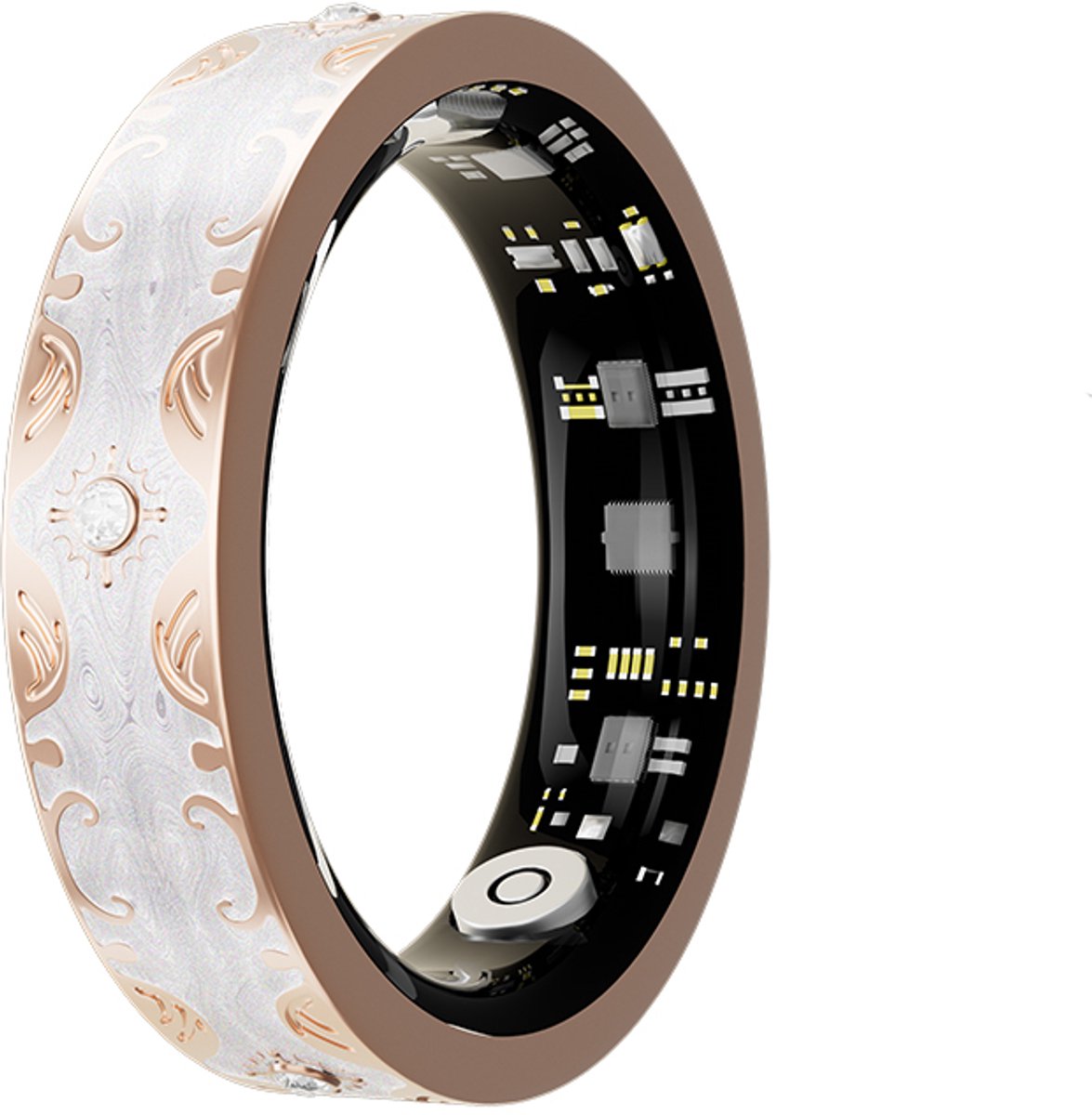 WizBay Premium Select® Bohemian Smart Ring - Pearl White - Hartslag, Slaap en Zuurstofmeting - Activiteitstracker - Maat 8